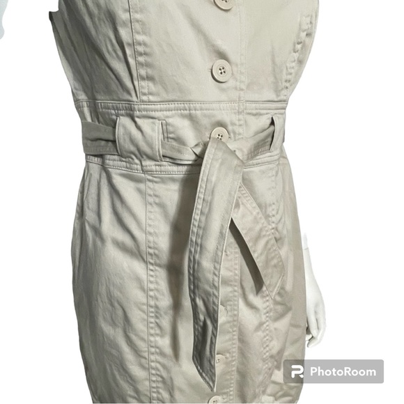 Calvin Klein Beige Khaki Button Down Shirt Dress with Belt - Picture 4 of 6